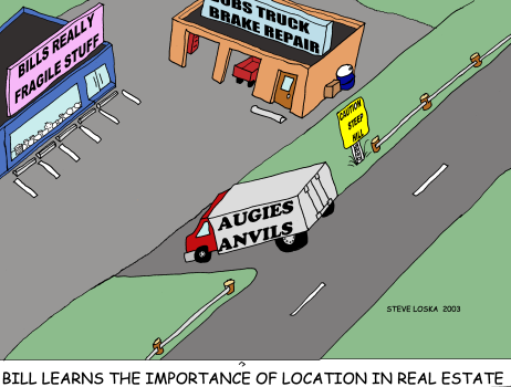 cartoon truck about to crash into fragile things
